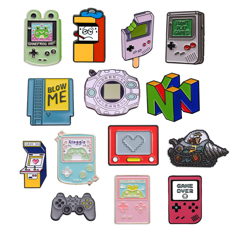 Gaming Console Old School - Pin konsol permainan Digital kreatif kartun