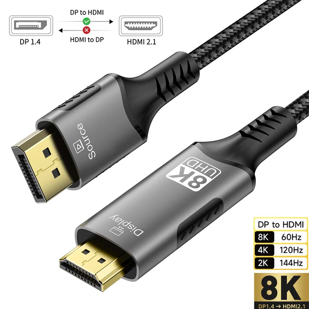 Hdmi Cable 2.1 - Kabel DisplayPort ke HDMI 8K DP1.4