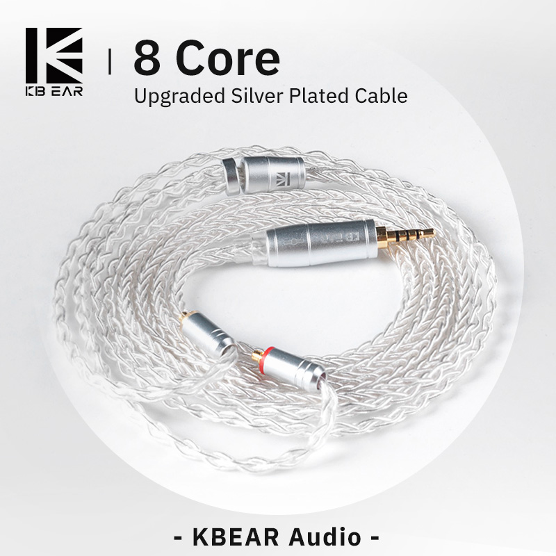 Gaming Headset Wired - KBEAR 8 Core Earphone berkabel perak