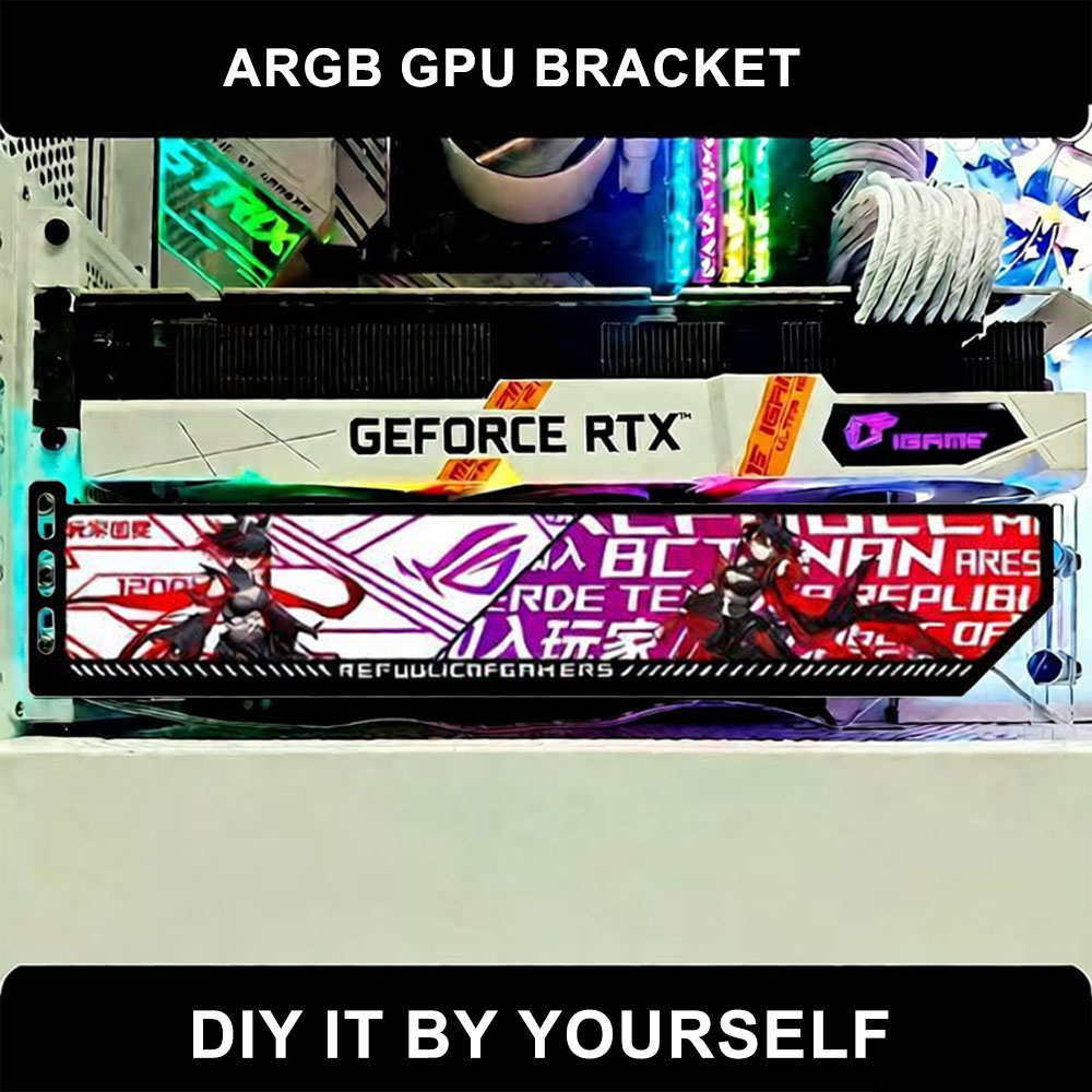 Tempat VGA RGB Kustom 5V/12V,  - Gaming Card Holder ulasan dan harga