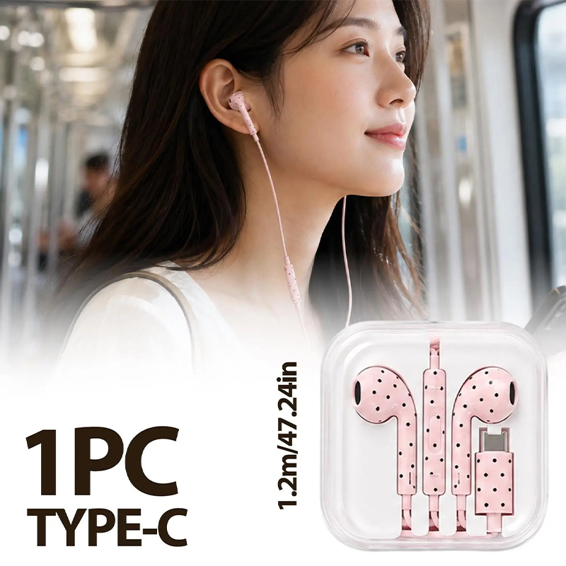 Earphone Tipe C Polka-dot Bint - Gaming Headset Wired ulasan dan harga