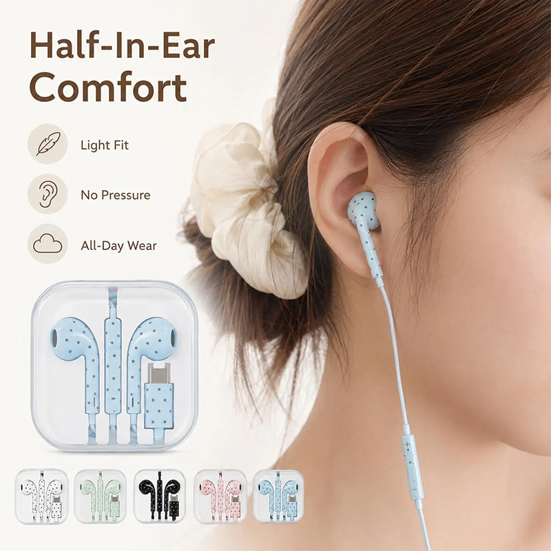 Earphone Tipe C Polka-dot Bint - Gaming Headset Wired ulasan dan harga