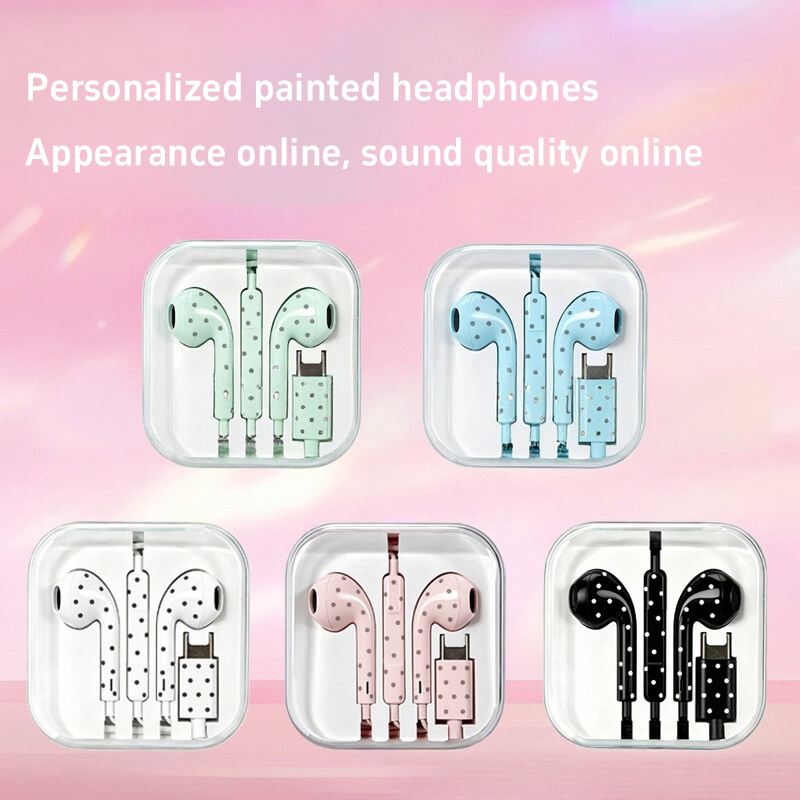 Earphone Tipe C Polka-dot Bint - Gaming Headset Wired ulasan dan harga