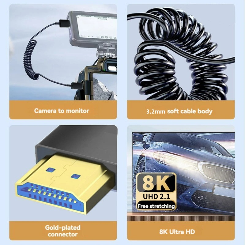 Kabel Spiral Ultra Tipis Porta - Hdmi Cable 2.1 ulasan dan harga